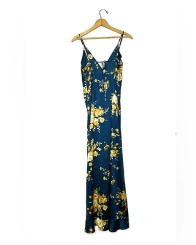 Dress Forum | Navy Blue Satin Style Maxi Dress