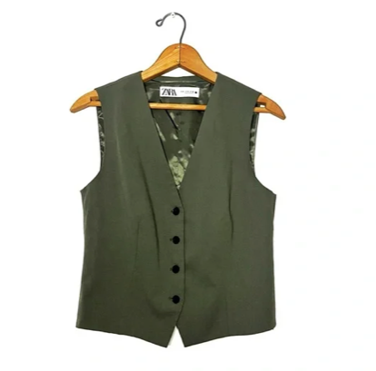 Zara | Olive Green Tailored Vest