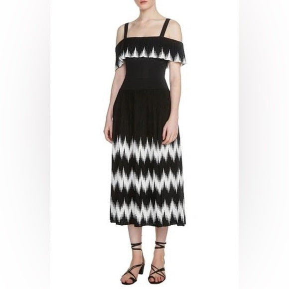 Maje | Pleated Knit Midi Dress