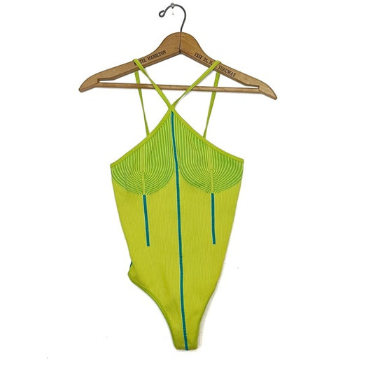 Zara | Lime Green Ribbed Bodysuit