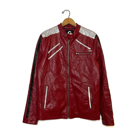 Guess | Red Leather Gem Moto Jacket