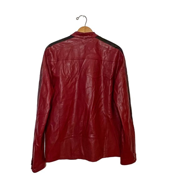 Guess | Red Leather Gem Moto Jacket