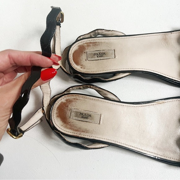 Prada | Patent Leather Squiggly Sandals