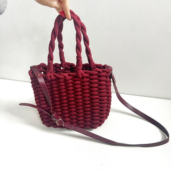 Zara | Woven Burgundy Tote
