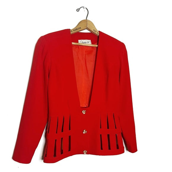 Vintage | Jackie K Red Caged Blazer