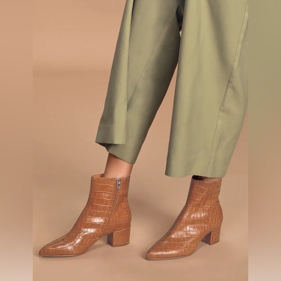 Dolce Vita | Bel Leather Croc Ankle Boots