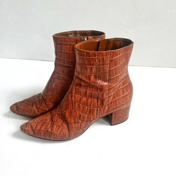 Dolce Vita | Bel Leather Croc Ankle Boots