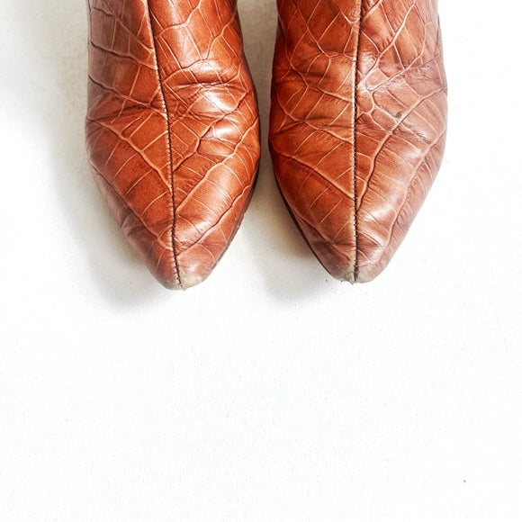 Dolce Vita | Bel Leather Croc Ankle Boots