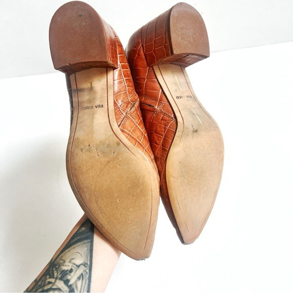 Dolce Vita | Bel Leather Croc Ankle Boots