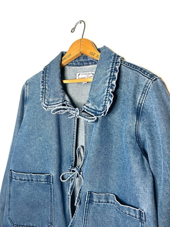 Stoosh | Collared Tie-Front Jean Jacket