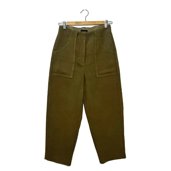 Frank + Oak | Olive Green High-Waisted Trousers