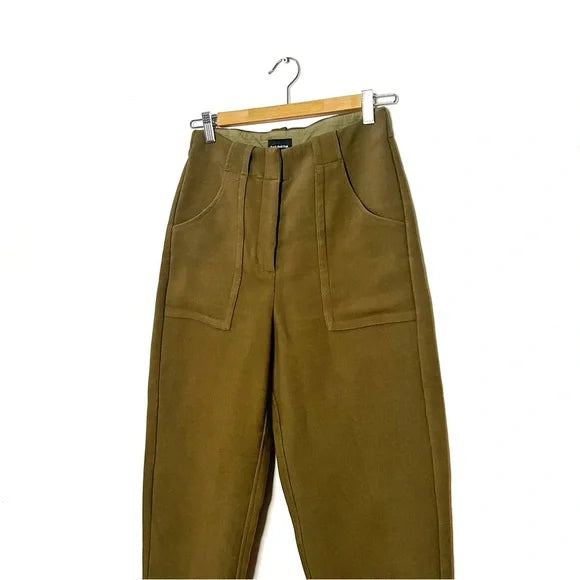 Frank + Oak | Olive Green High-Waisted Trousers