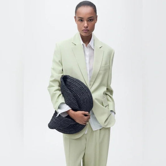Mango | Pastel Green Suit Jacket