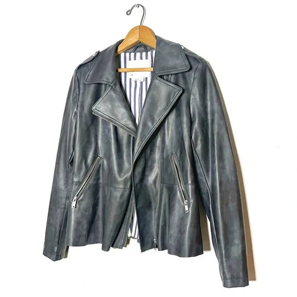 Anthropologie | Grey Peplum Moto Jacket