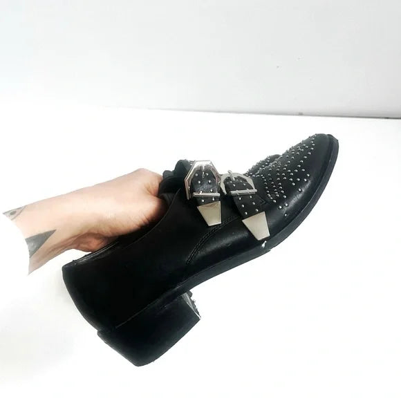 Bronx | Black Studded Heeled Loafers