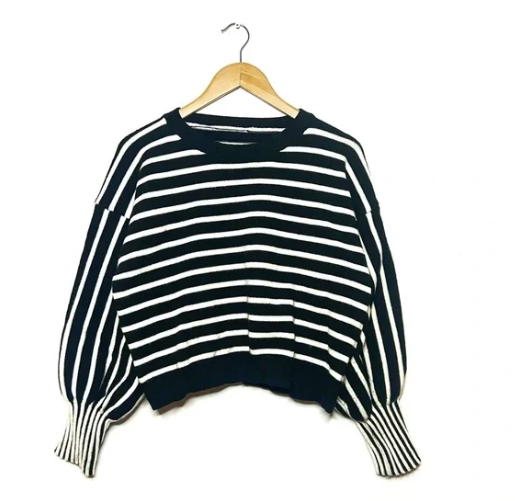 Striped Balloon Sleeve Sweater