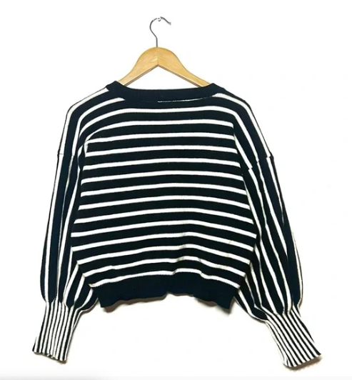 Striped Balloon Sleeve Sweater