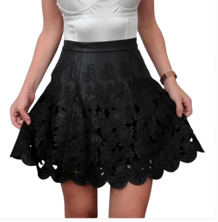 Club Monaco | Leather Floral Skirt