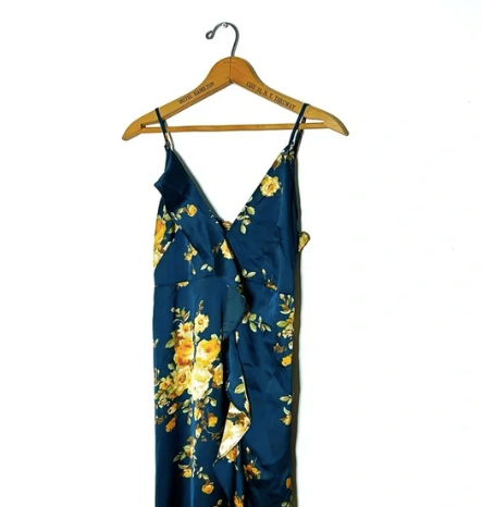 Dress Forum | Navy Blue Satin Style Maxi Dress