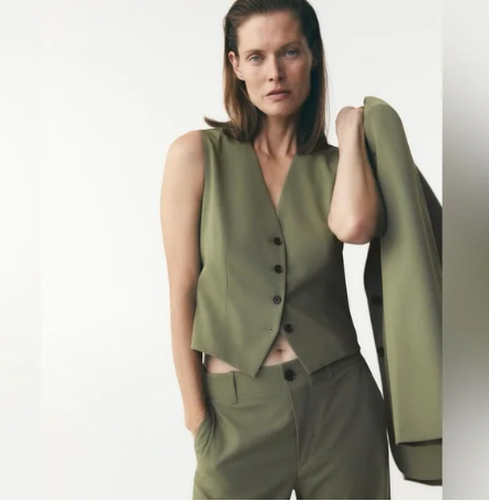 Zara | Olive Green Tailored Vest
