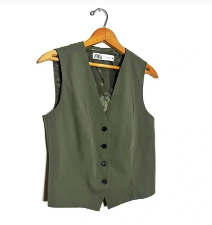 Zara | Olive Green Tailored Vest