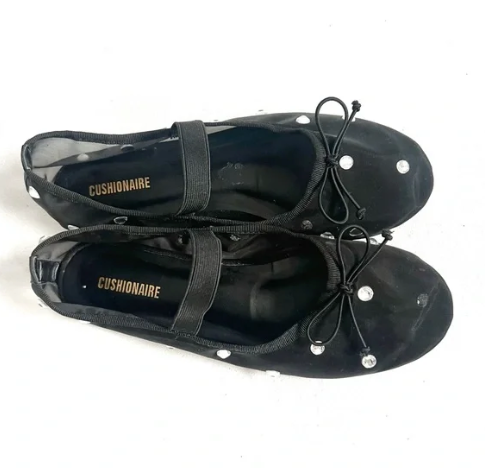 Cushionaire | Black Mesh Gemstone Flats