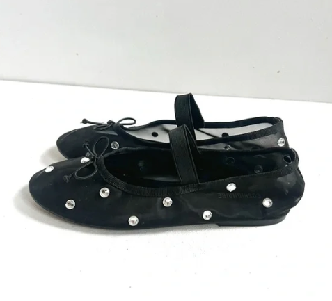 Cushionaire | Black Mesh Gemstone Flats