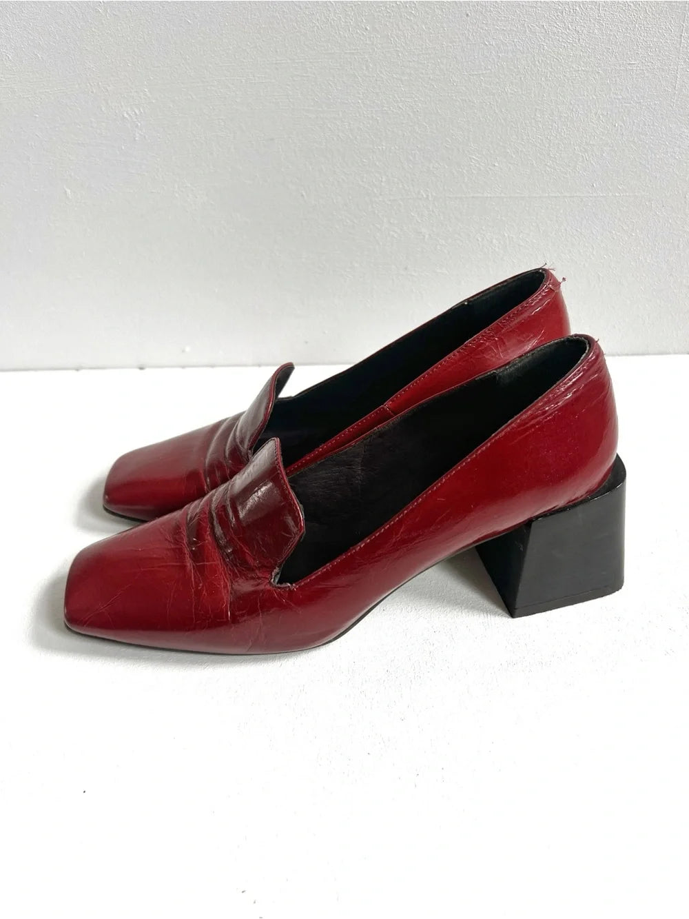 L'INTERVALLE | Red Leather Block Heels