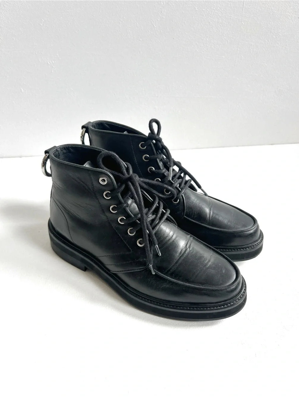 The Kooples | Leather Combat Boots with Metal Ring