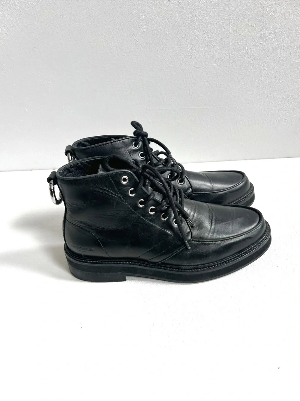 The Kooples | Leather Combat Boots with Metal Ring