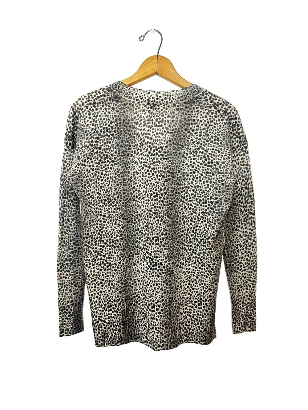 Club Monaco Black & White Leopard-Print V-Neck Sweater