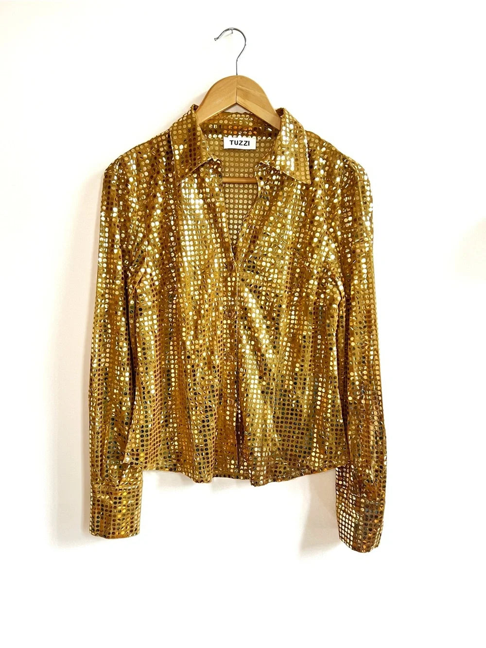 Tuzzi | Gold Sequin Disco Button Down