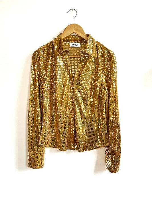 Tuzzi | Gold Sequin Disco Button Down