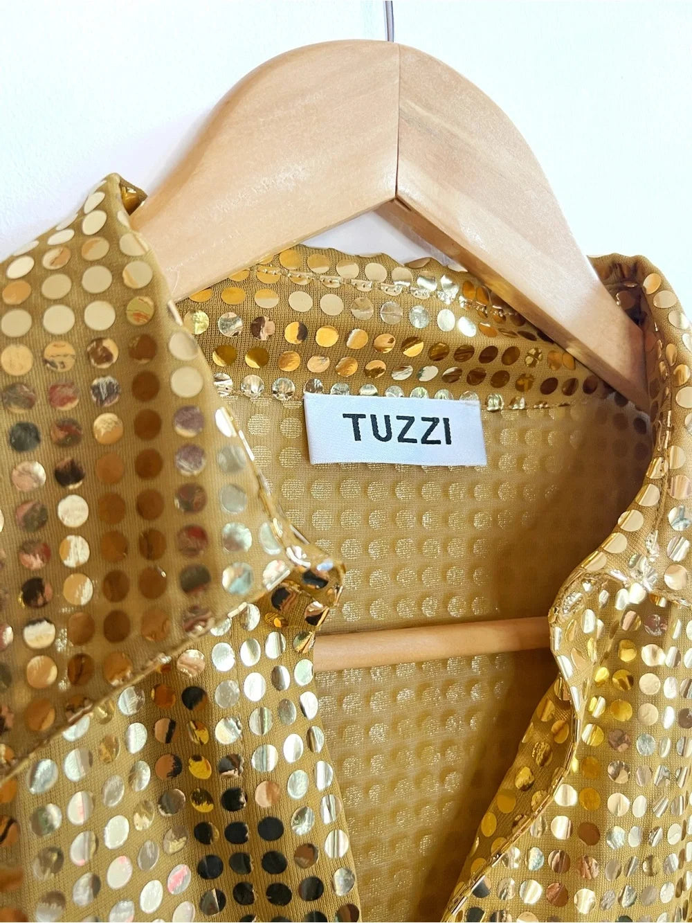 Tuzzi | Gold Sequin Disco Button Down