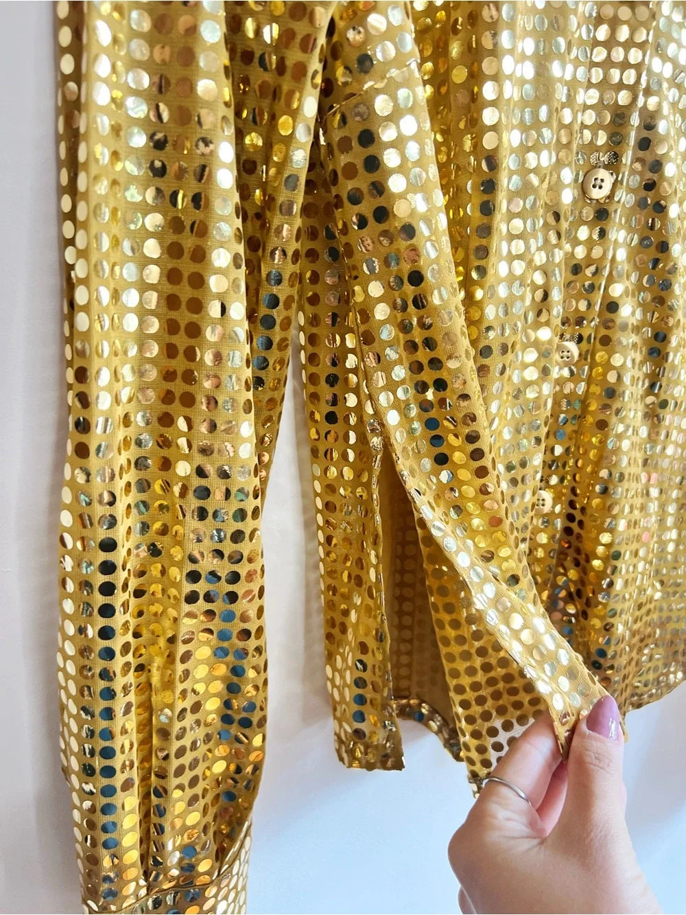 Tuzzi | Gold Sequin Disco Button Down