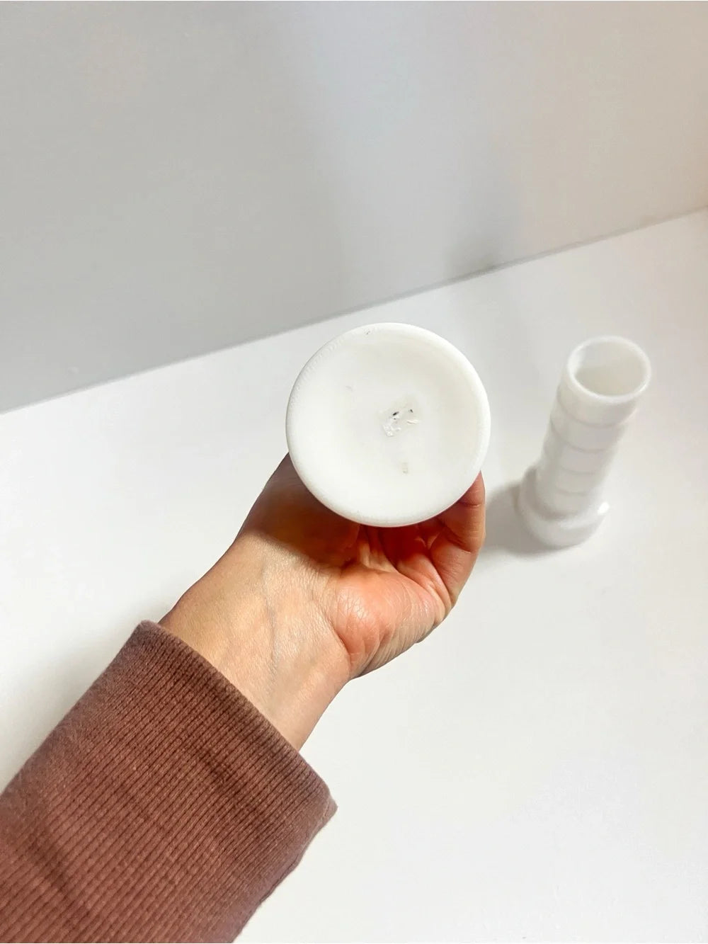 Vintage | Milk Glass Pillar Vases (Pair)