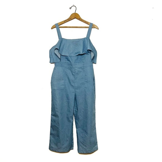 Hilary Macmillan | Blue Ruffle Jumpsuit