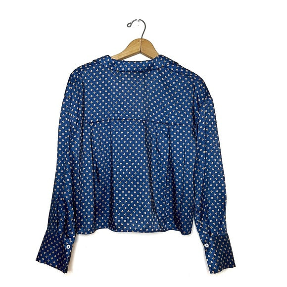 Zara | Blue Printed Crop Blouse