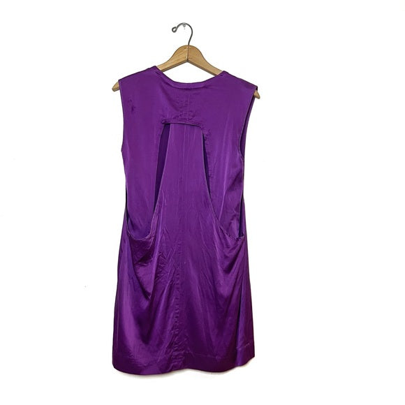 Helmut Lang | Purple Silk Cutout Dress