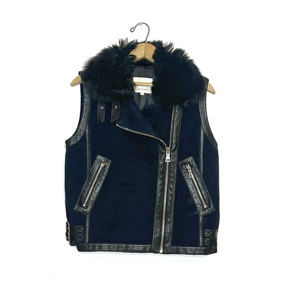 Rebecca Taylor | Fur Trim Motorcycle Vest