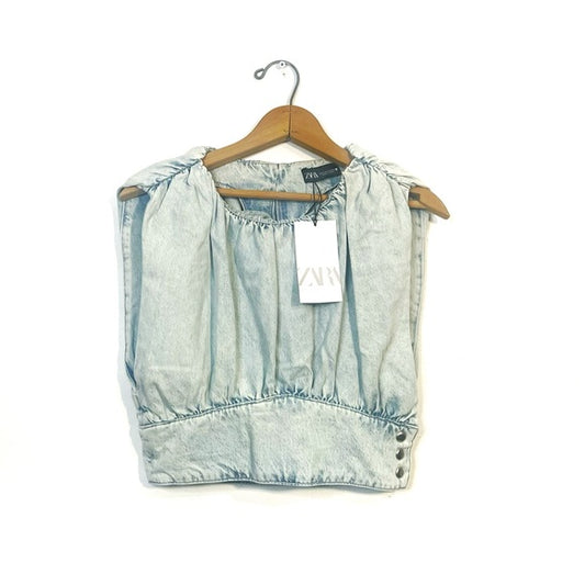 Zara | Draped Denim Top