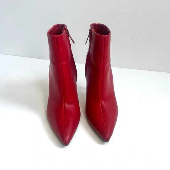 Zara | Red Leather Booties