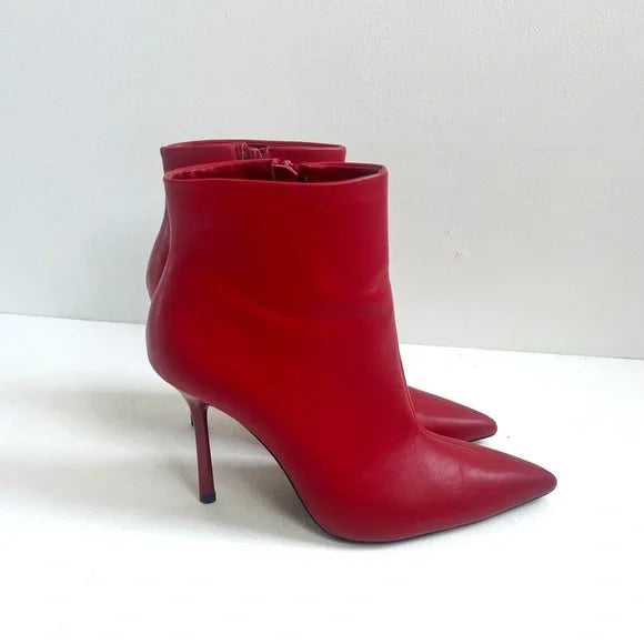 Zara | Red Leather Booties