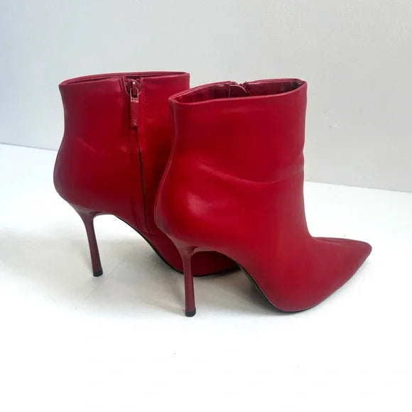 Zara | Red Leather Booties