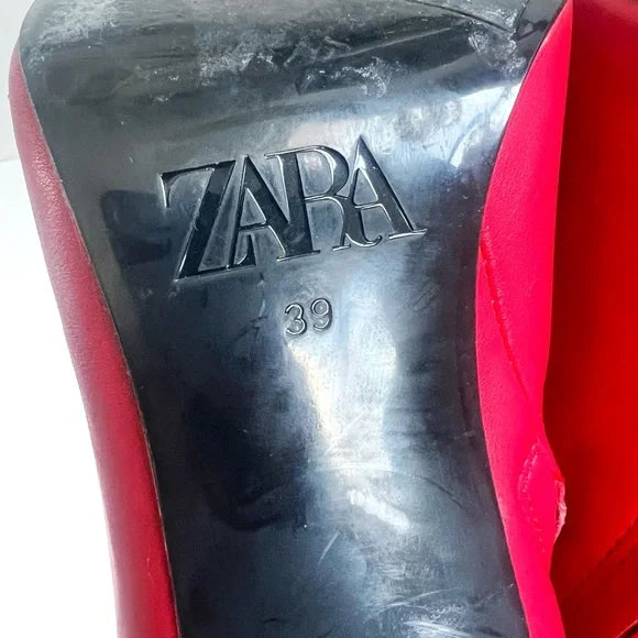 Zara | Red Leather Booties