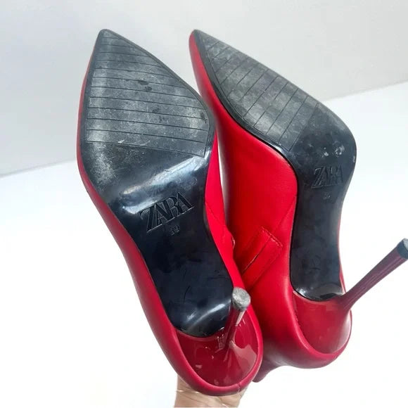 Zara | Red Leather Booties