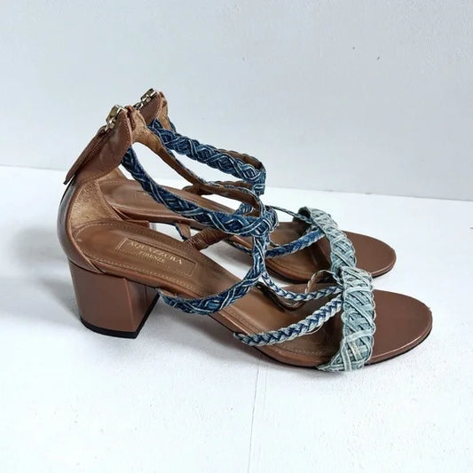 Aquazurra | Tyra Denim Woven Heels