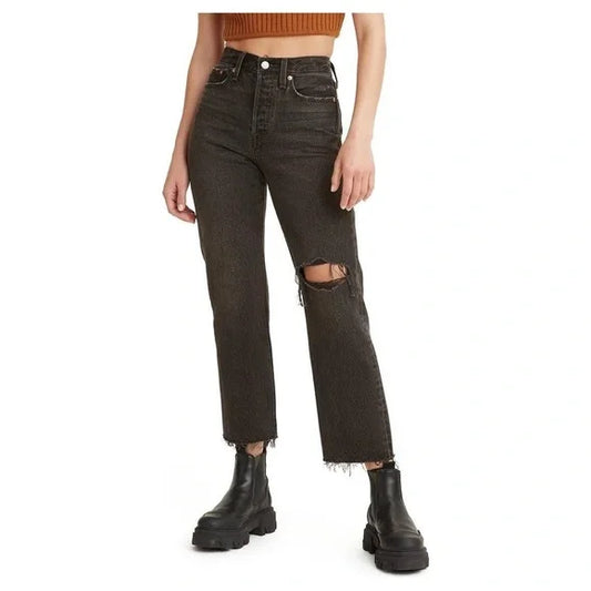 Levi’s | Women's Grey Wedgie Straight Distressed Jeans