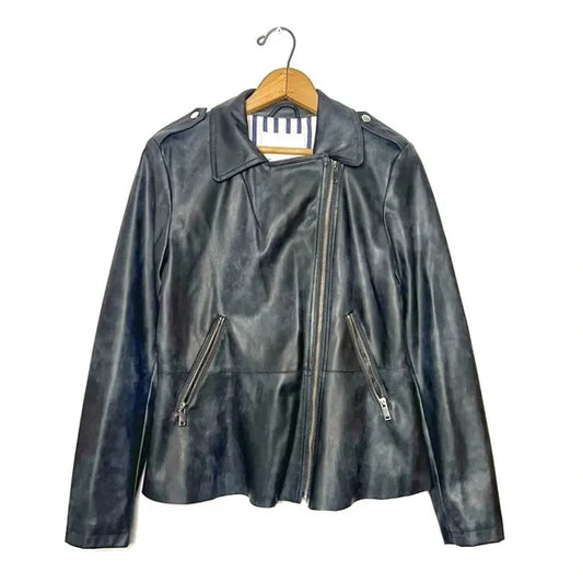 Anthropologie | Grey Peplum Moto Jacket