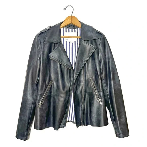 Anthropologie | Grey Peplum Moto Jacket